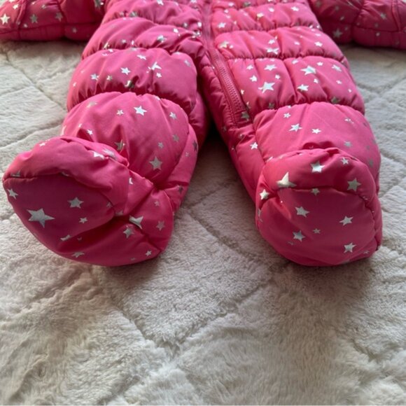 Carters | Pink and Silver Stars One Piece Snowsuit Pram | Size 6-9 Months - Picture 8 of 8